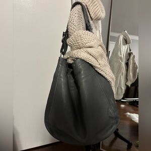 Furla Large Black Leather Hobo Bag
